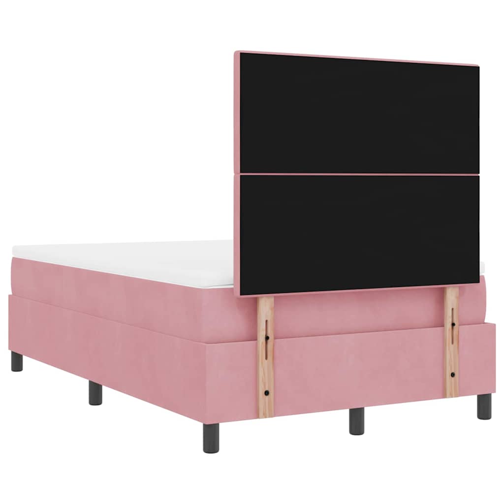 LED Box Spring Bed met matras Roze 120 x 190 cm Fluweel is nu te koop bij PeponiXL, paradijselijk wonen!