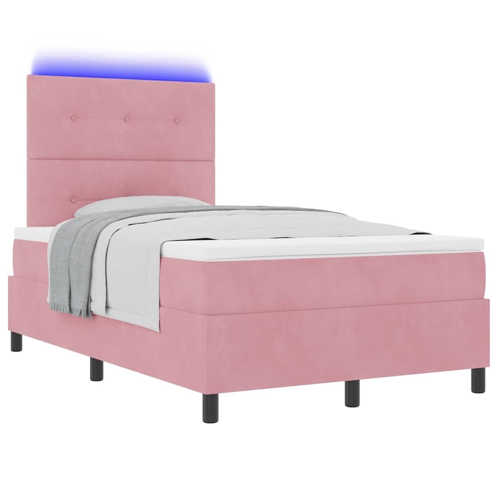 LED Box Spring Bed met matras Roze 120 x 190 cm Fluweel is nu te koop bij PeponiXL, paradijselijk wonen!