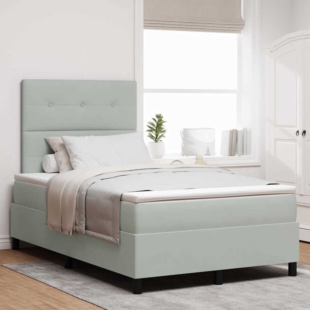 LED Box Spring Bed met matras Lichtgrijs 120 x 200 cm Fluweel is nu te koop bij PeponiXL, paradijselijk wonen!