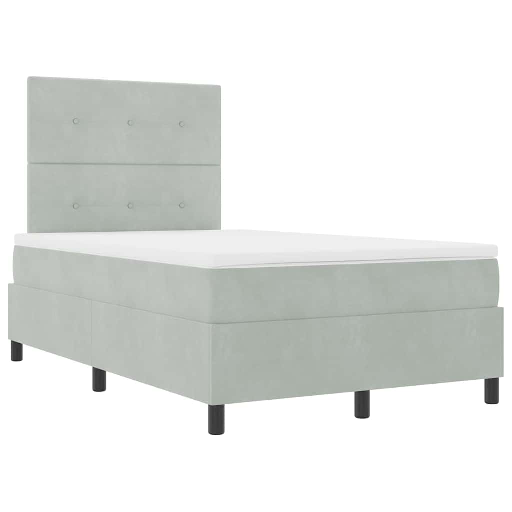 LED Box Spring Bed met matras Lichtgrijs 120 x 200 cm Fluweel is nu te koop bij PeponiXL, paradijselijk wonen!