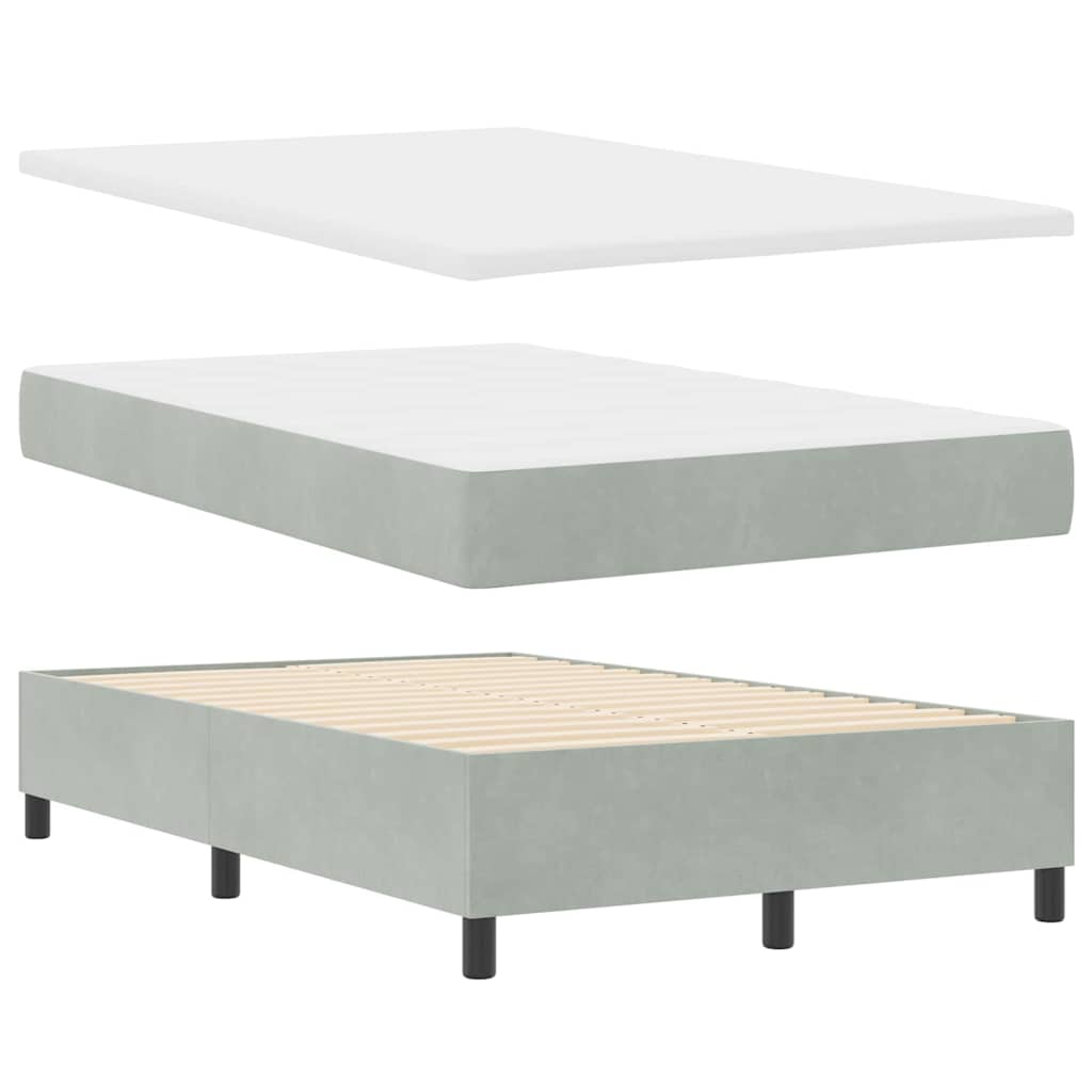 LED Box Spring Bed met matras Lichtgrijs 120 x 200 cm Fluweel is nu te koop bij PeponiXL, paradijselijk wonen!