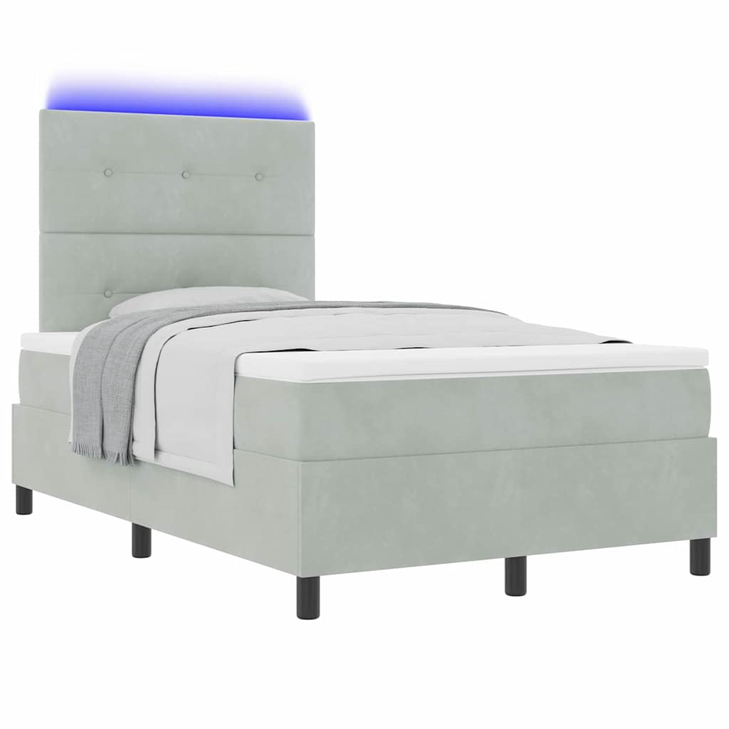 LED Box Spring Bed met matras Lichtgrijs 120 x 200 cm Fluweel is nu te koop bij PeponiXL, paradijselijk wonen!