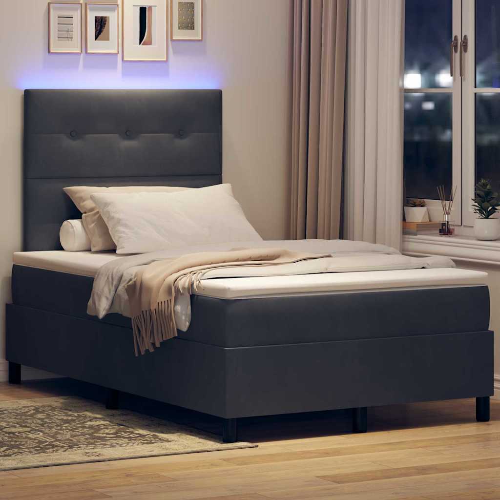 LED Box Spring Bed met matras Donkergrijs 120 x 200 cm Fluweel is nu te koop bij PeponiXL, paradijselijk wonen!