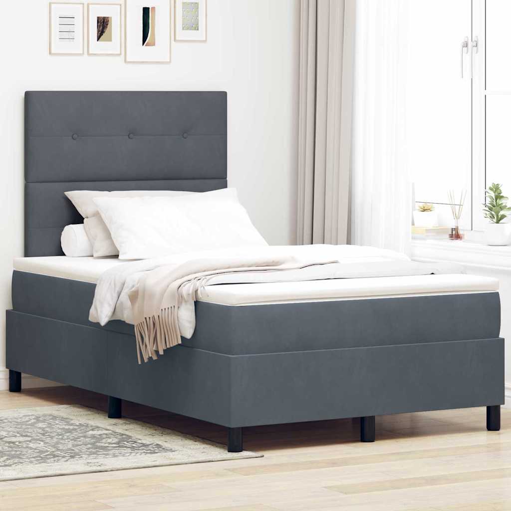 LED Box Spring Bed met matras Donkergrijs 120 x 200 cm Fluweel is nu te koop bij PeponiXL, paradijselijk wonen!