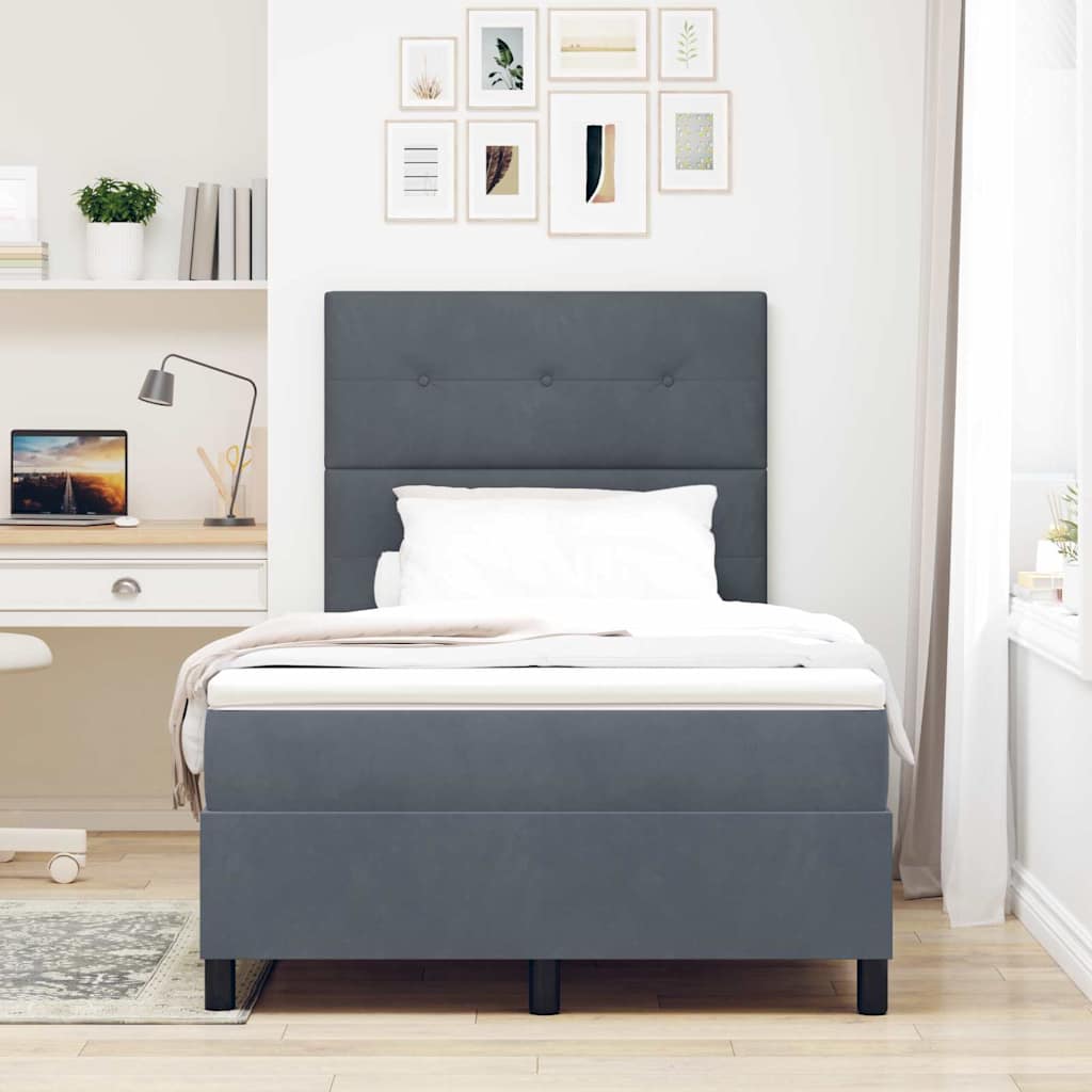 LED Box Spring Bed met matras Donkergrijs 120 x 200 cm Fluweel is nu te koop bij PeponiXL, paradijselijk wonen!