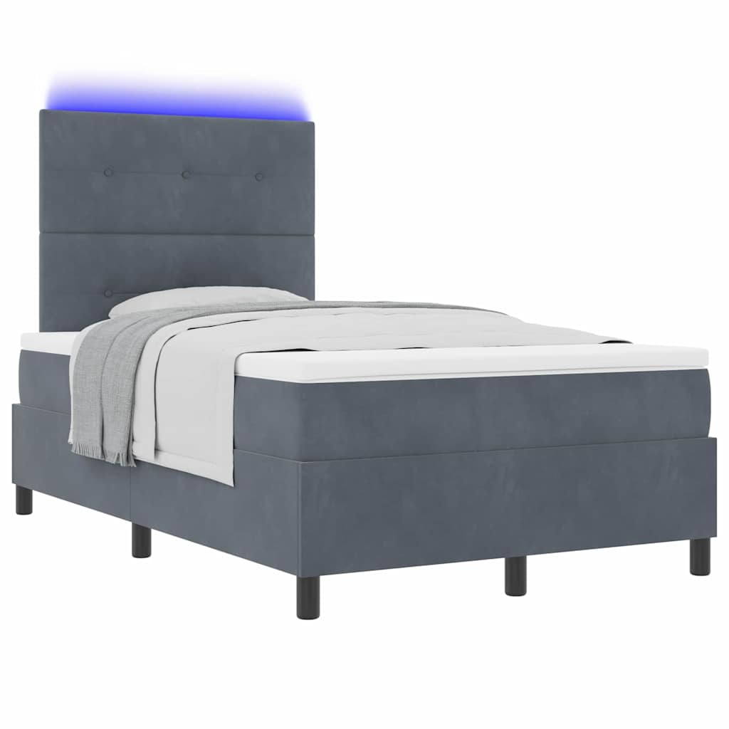 LED Box Spring Bed met matras Donkergrijs 120 x 200 cm Fluweel is nu te koop bij PeponiXL, paradijselijk wonen!