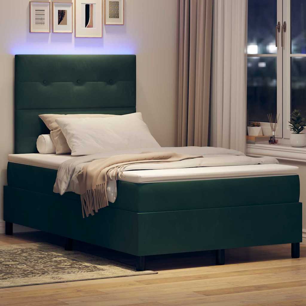 LED Box Spring Bed met matras Donkergroen 120 x 200 cm Fluweel is nu te koop bij PeponiXL, paradijselijk wonen!