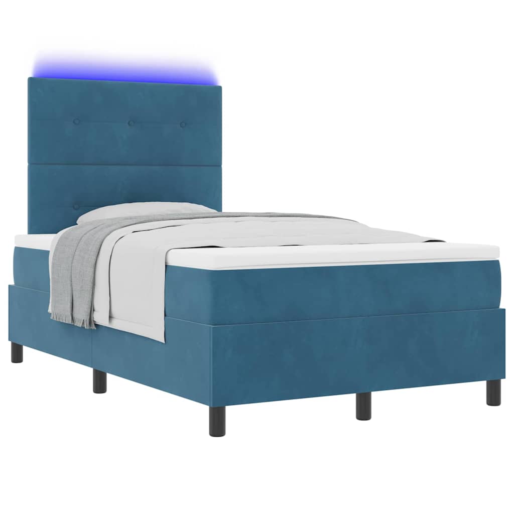 LED Box Spring Bed met matras Donkerblauw 120 x 200 cm Fluweel is nu te koop bij PeponiXL, paradijselijk wonen!