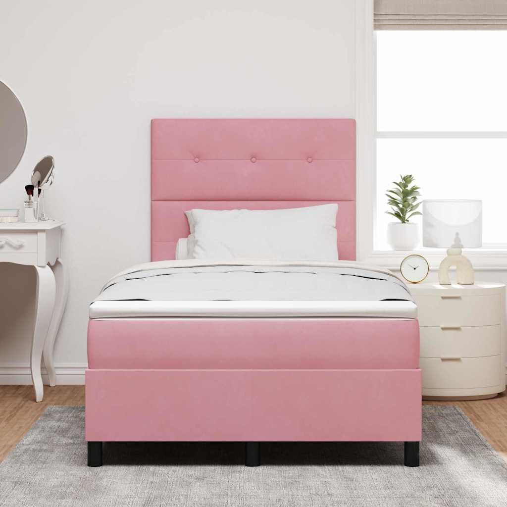 LED Box Spring Bed met matras Roze 120 x 200 cm Fluweel is nu te koop bij PeponiXL, paradijselijk wonen!