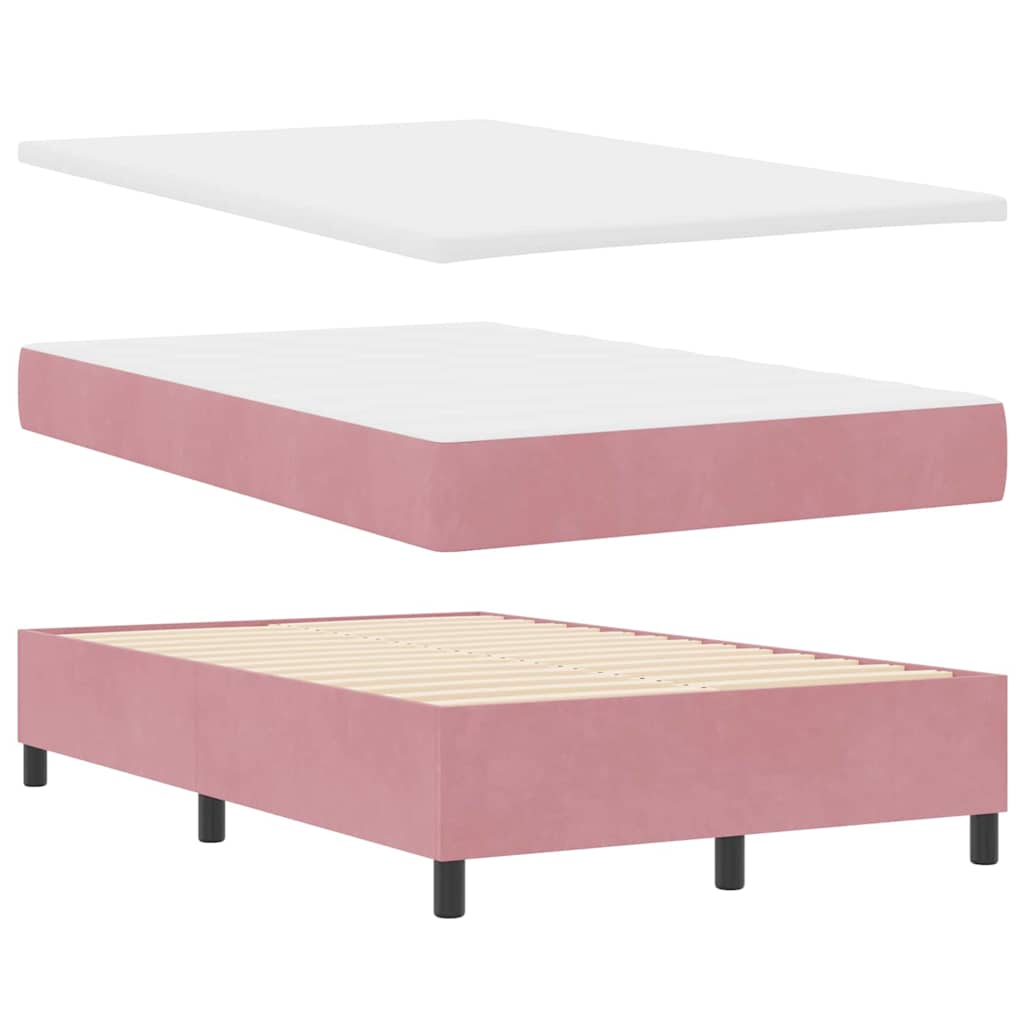 LED Box Spring Bed met matras Roze 120 x 200 cm Fluweel is nu te koop bij PeponiXL, paradijselijk wonen!