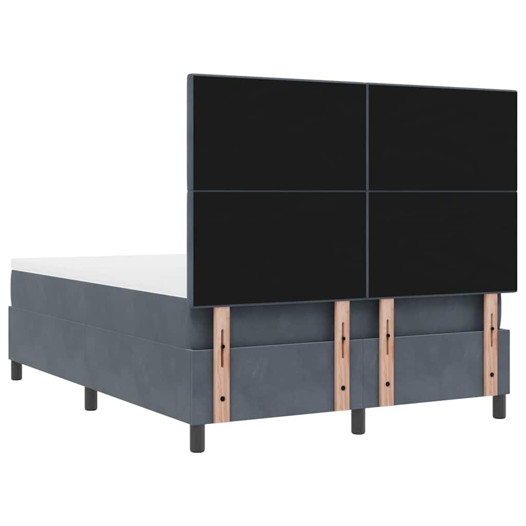 LED Box Spring Bed met matras Donkergrijs 140 x 190 cm Fluweel is nu te koop bij PeponiXL, paradijselijk wonen!