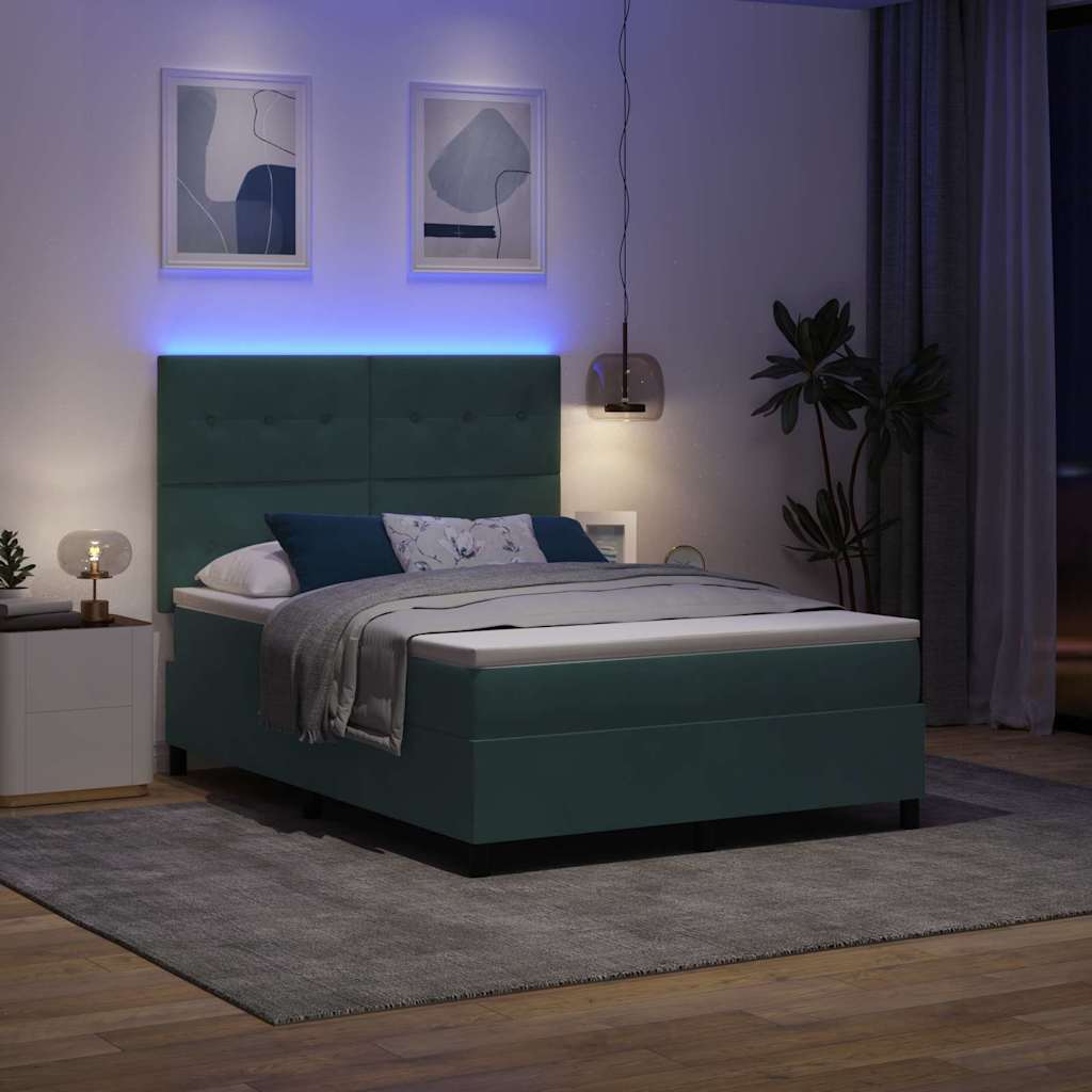 LED Box Spring Bed met matras Donkergroen 140 x 190 cm Fluweel is nu te koop bij PeponiXL, paradijselijk wonen!