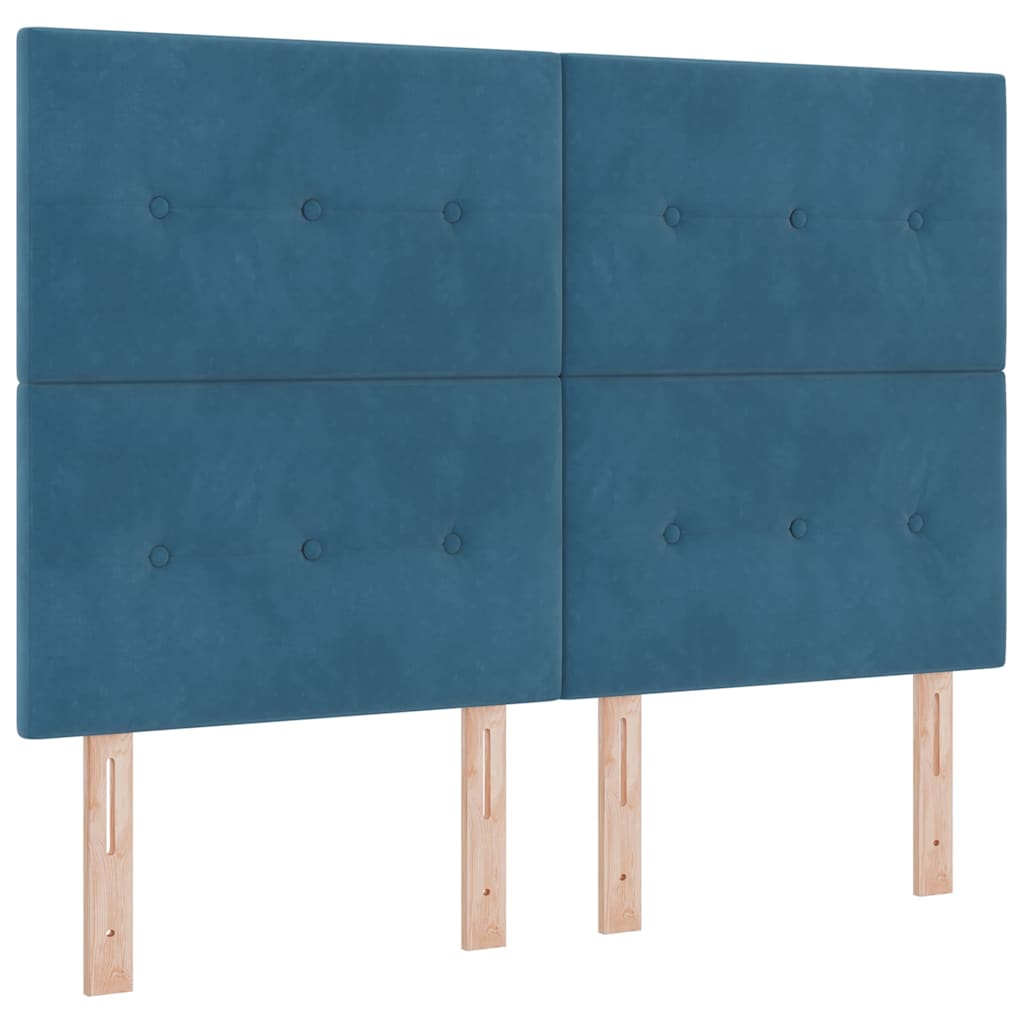LED Box Spring Bed met matras Donkerblauw 140 x 190 cm Fluweel is nu te koop bij PeponiXL, paradijselijk wonen!