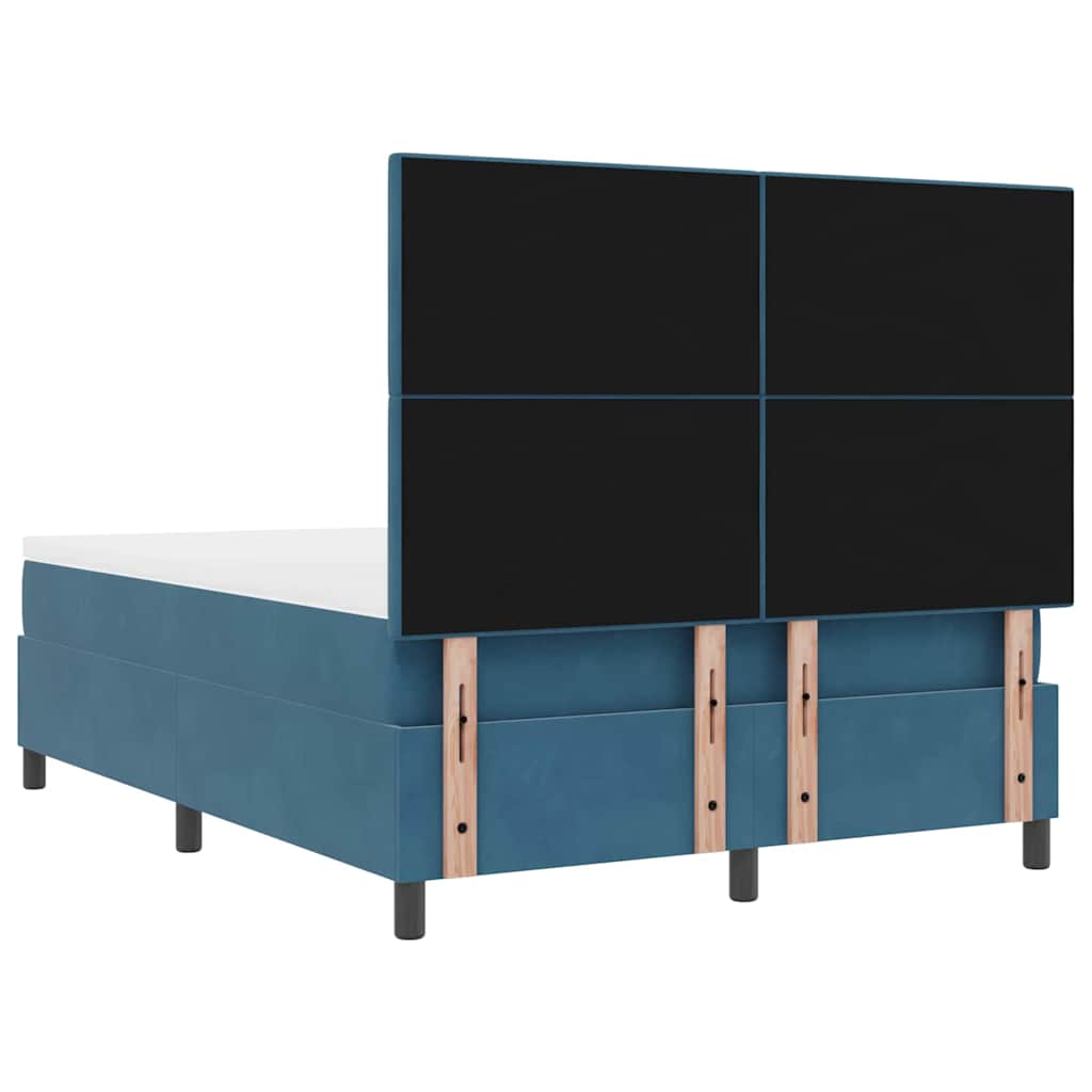 LED Box Spring Bed met matras Donkerblauw 140 x 190 cm Fluweel is nu te koop bij PeponiXL, paradijselijk wonen!