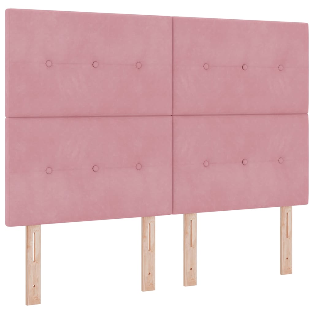 LED Box Spring Bed met matras Roze 140 x 190 cm Fluweel is nu te koop bij PeponiXL, paradijselijk wonen!