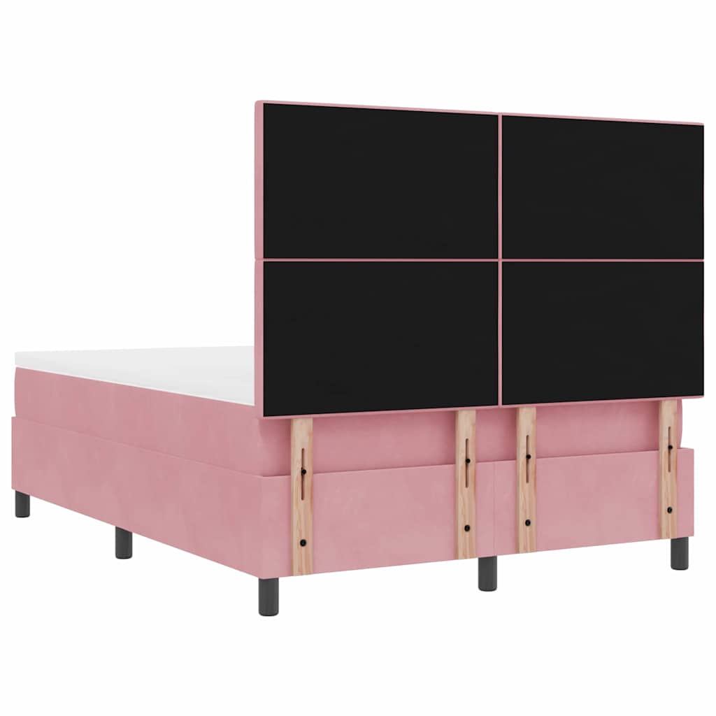 LED Box Spring Bed met matras Roze 140 x 190 cm Fluweel is nu te koop bij PeponiXL, paradijselijk wonen!