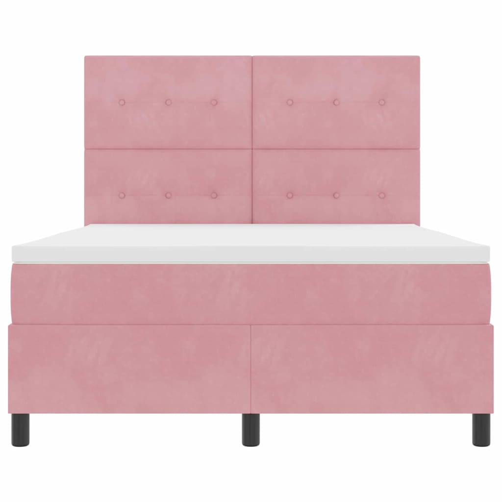 LED Box Spring Bed met matras Roze 140 x 190 cm Fluweel is nu te koop bij PeponiXL, paradijselijk wonen!