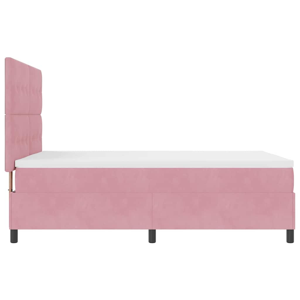 LED Box Spring Bed met matras Roze 140 x 190 cm Fluweel is nu te koop bij PeponiXL, paradijselijk wonen!