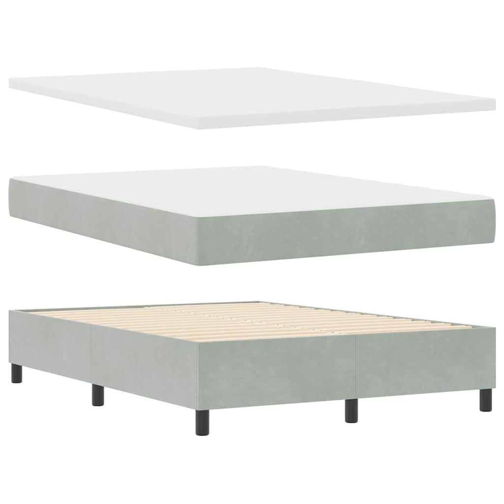 LED Box Spring Bed met matras Lichtgrijs 140 x 200 cm Fluweel is nu te koop bij PeponiXL, paradijselijk wonen!