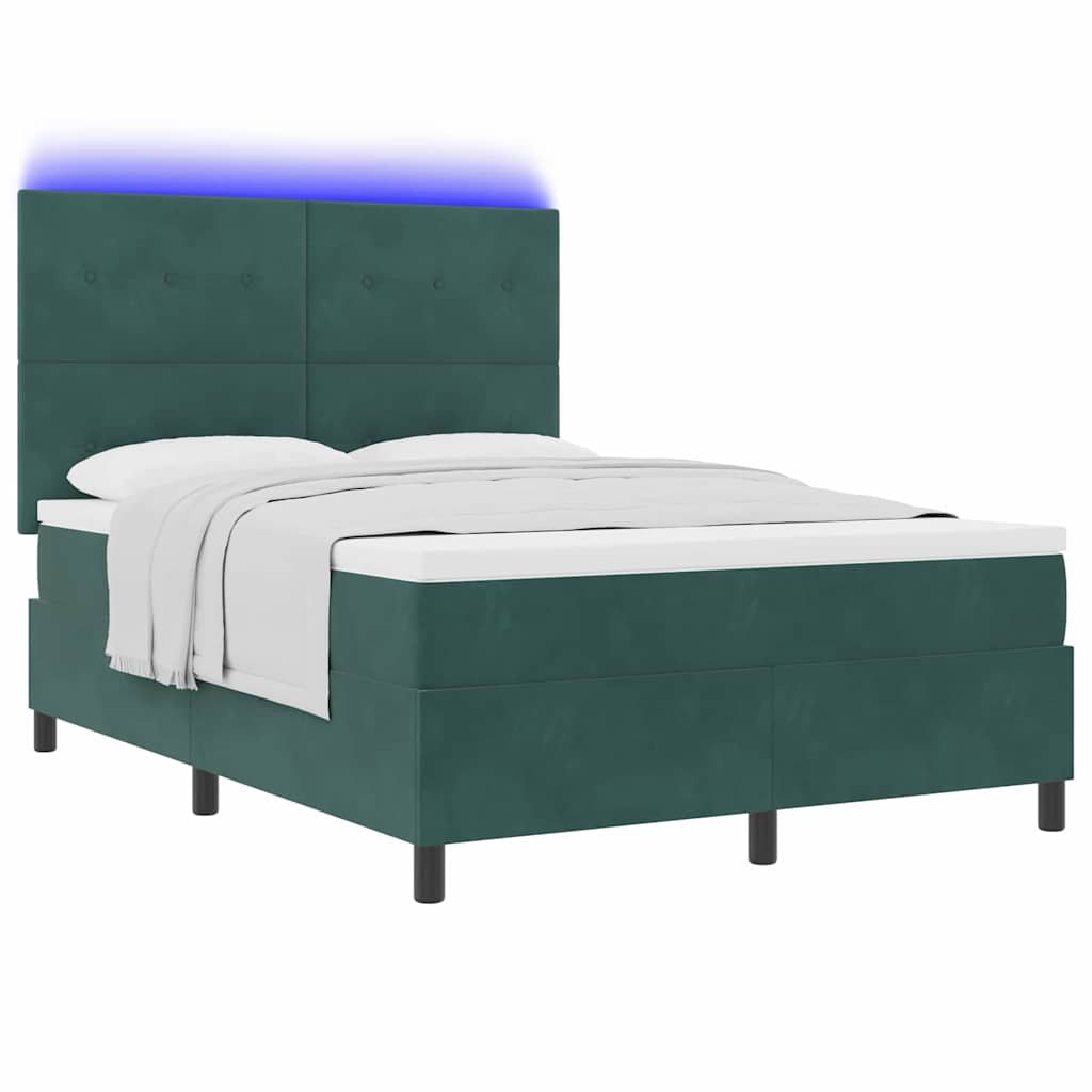 LED Box Spring Bed met matras Donkergroen 140 x 200 cm Fluweel is nu te koop bij PeponiXL, paradijselijk wonen!