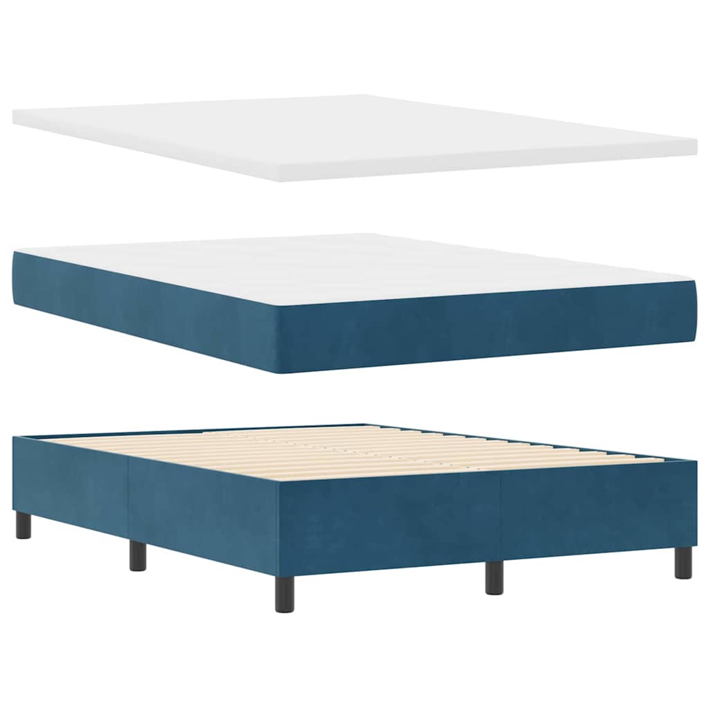 LED Box Spring Bed met matras Donkerblauw 140 x 200 cm Fluweel is nu te koop bij PeponiXL, paradijselijk wonen!