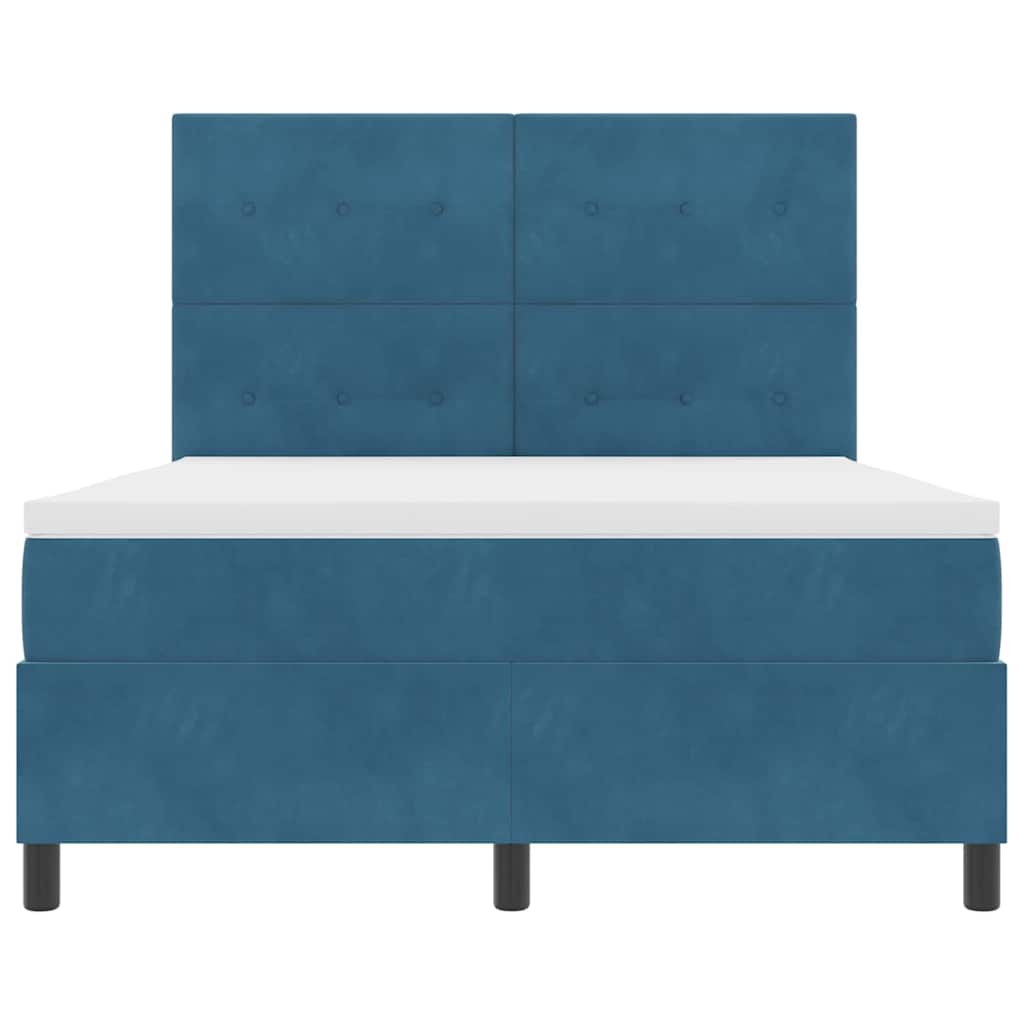 LED Box Spring Bed met matras Donkerblauw 140 x 200 cm Fluweel is nu te koop bij PeponiXL, paradijselijk wonen!