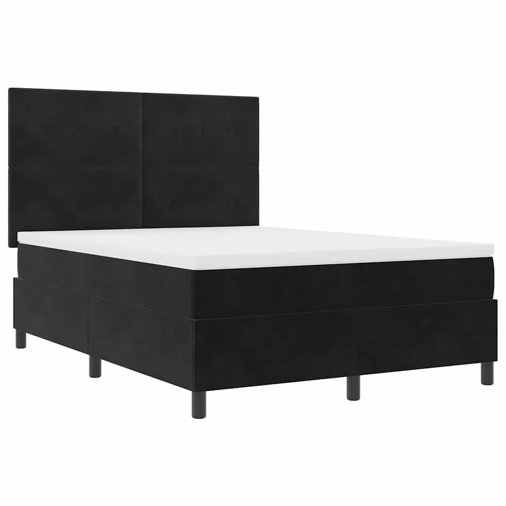LED Box Spring Bed met matras Zwart 160 x 200 cm Fluweel is nu te koop bij PeponiXL, paradijselijk wonen!