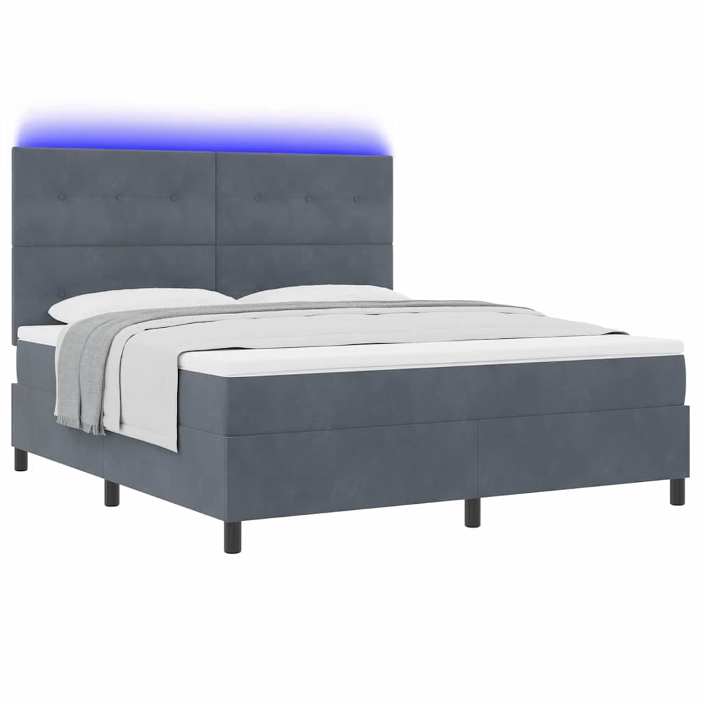 LED Box Spring Bed met matras Donkergrijs 180 x 200 cm Fluweel is nu te koop bij PeponiXL, paradijselijk wonen!