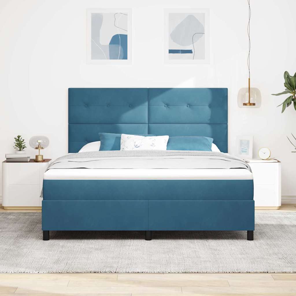 LED Box Spring Bed met matras Donkerblauw 180 x 200 cm Fluweel is nu te koop bij PeponiXL, paradijselijk wonen!