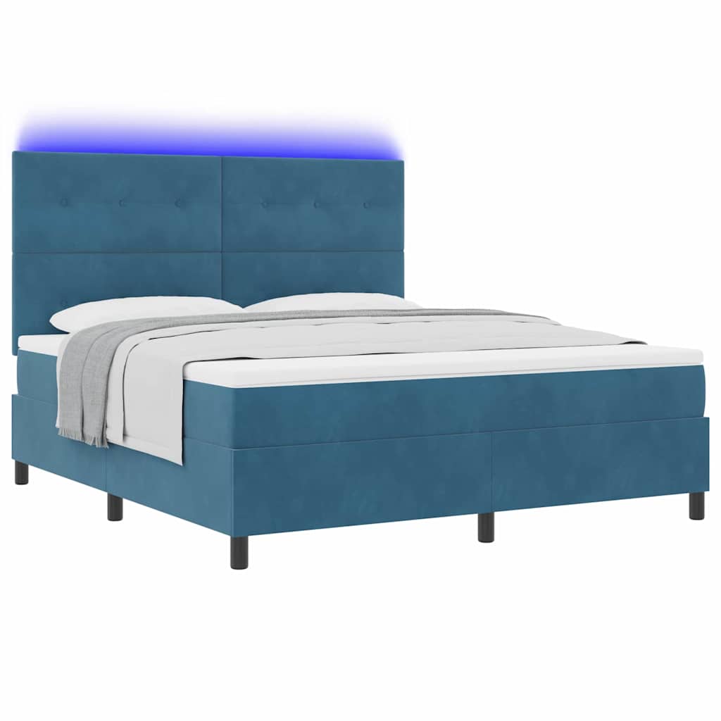 LED Box Spring Bed met matras Donkerblauw 180 x 200 cm Fluweel is nu te koop bij PeponiXL, paradijselijk wonen!