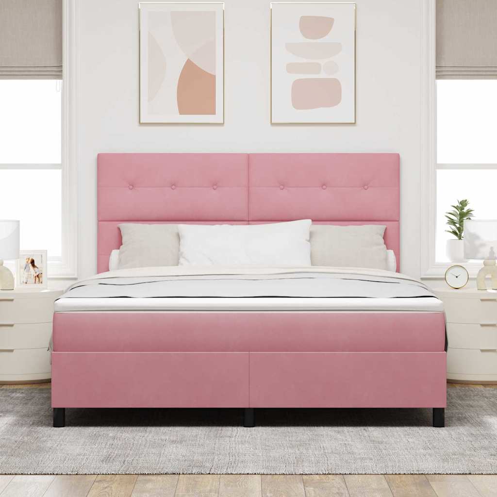 LED Box Spring Bed met matras Roze 180 x 200 cm Fluweel is nu te koop bij PeponiXL, paradijselijk wonen!