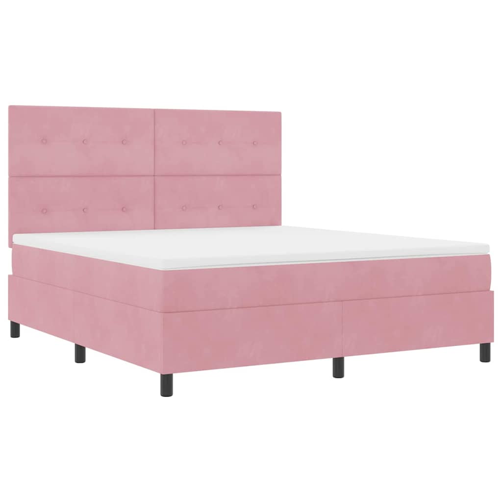 LED Box Spring Bed met matras Roze 180 x 200 cm Fluweel is nu te koop bij PeponiXL, paradijselijk wonen!