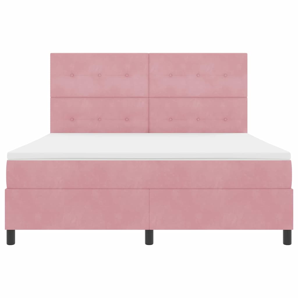 LED Box Spring Bed met matras Roze 180 x 200 cm Fluweel is nu te koop bij PeponiXL, paradijselijk wonen!