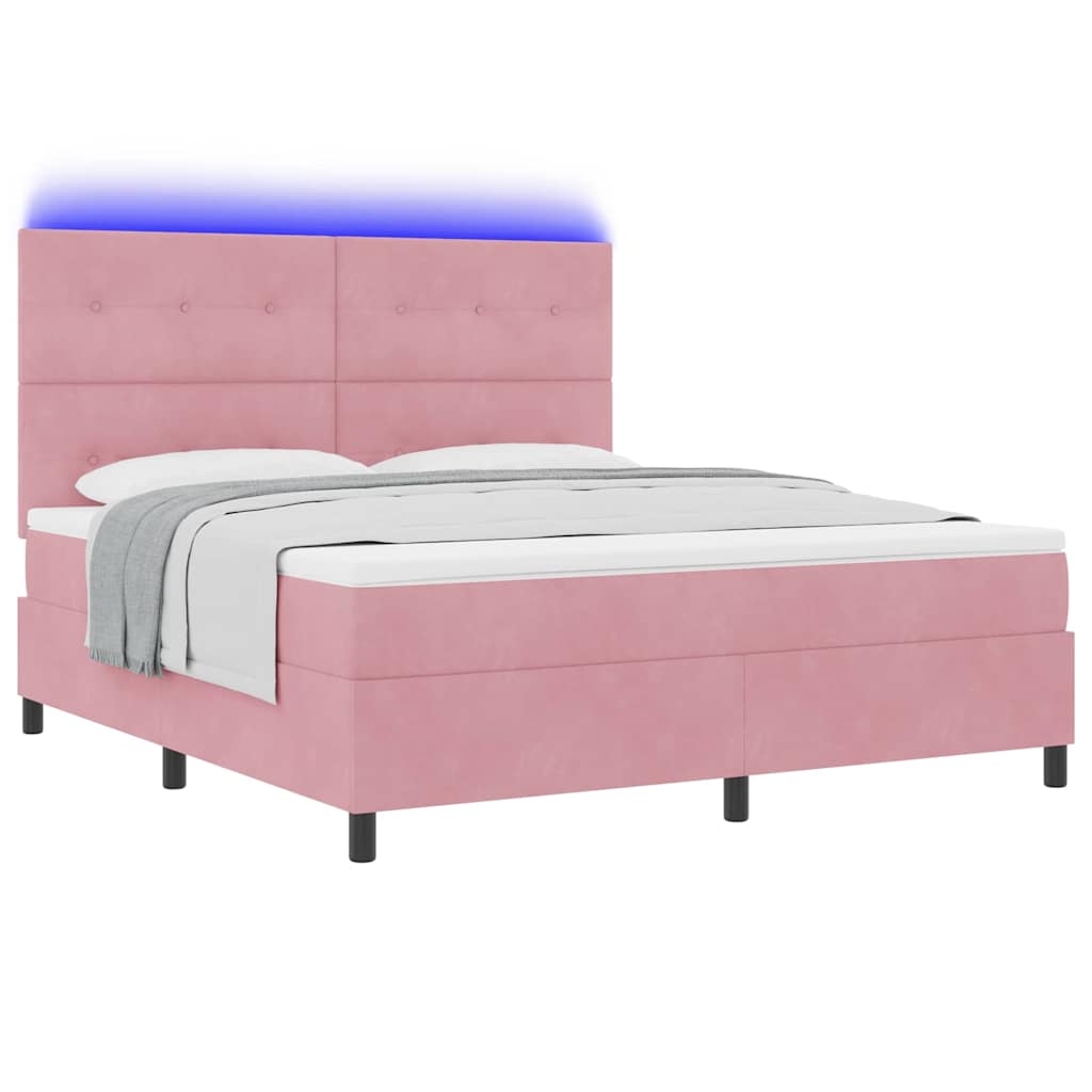 LED Box Spring Bed met matras Roze 180 x 200 cm Fluweel is nu te koop bij PeponiXL, paradijselijk wonen!