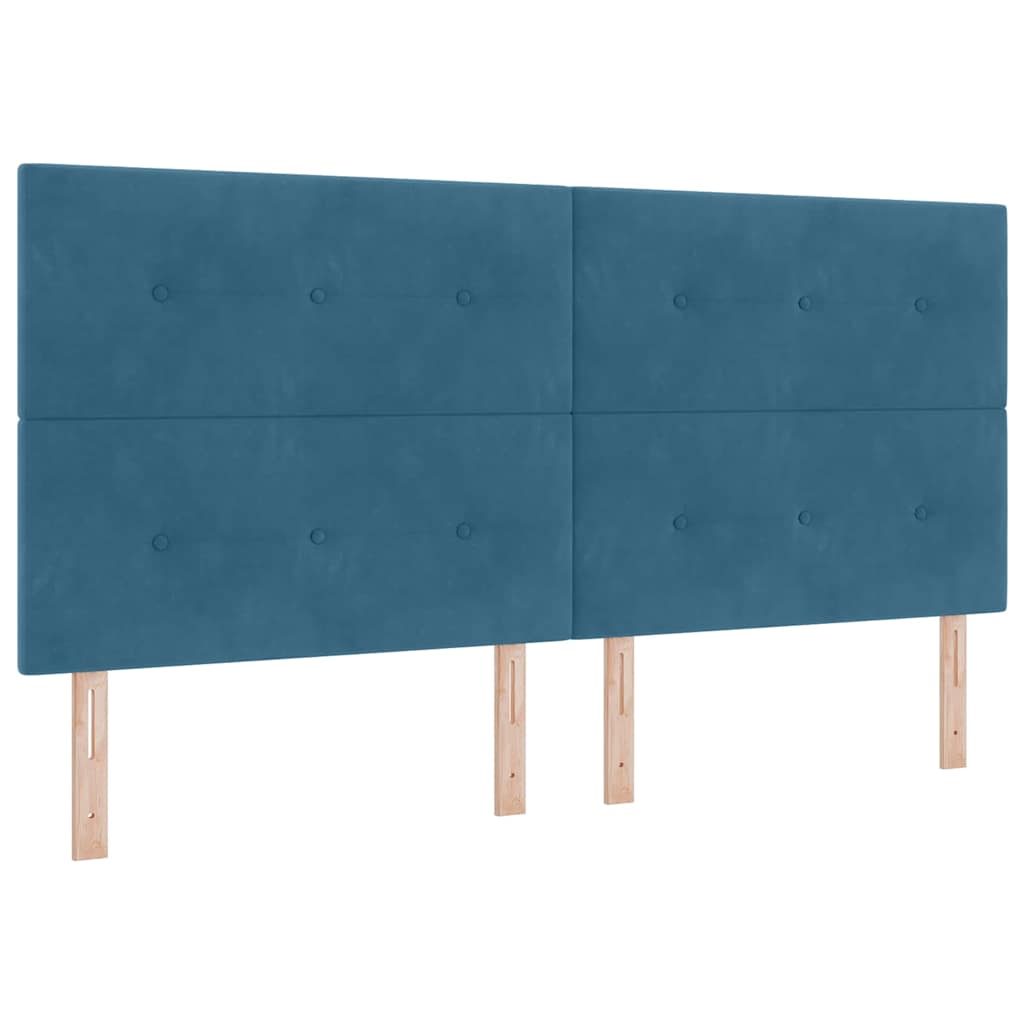 LED Box Spring Bed met matras Donkerblauw 200 x 200 cm Fluweel is nu te koop bij PeponiXL, paradijselijk wonen!