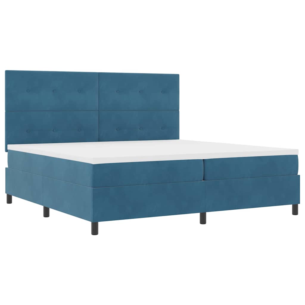 LED Box Spring Bed met matras Donkerblauw 200 x 200 cm Fluweel is nu te koop bij PeponiXL, paradijselijk wonen!