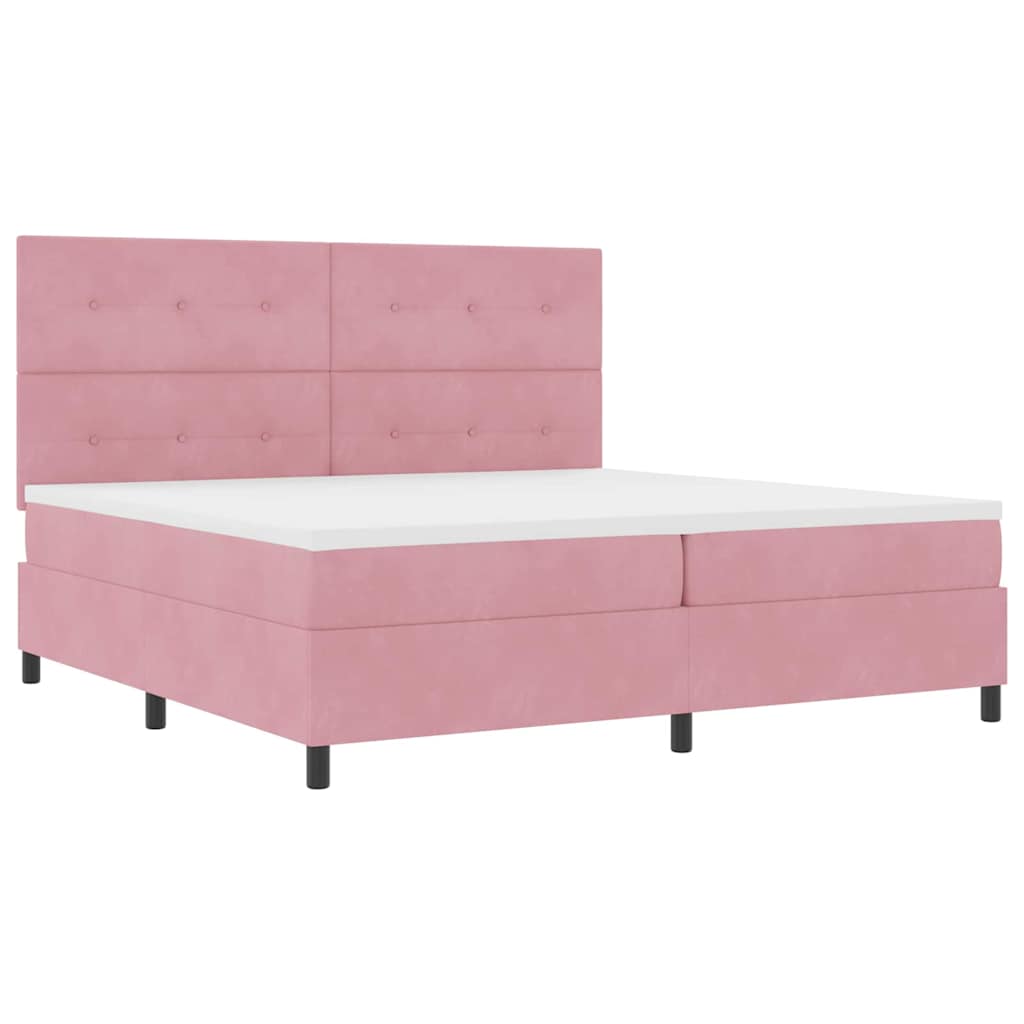 LED Box Spring Bed met matras Roze 200 x 200 cm Fluweel is nu te koop bij PeponiXL, paradijselijk wonen!