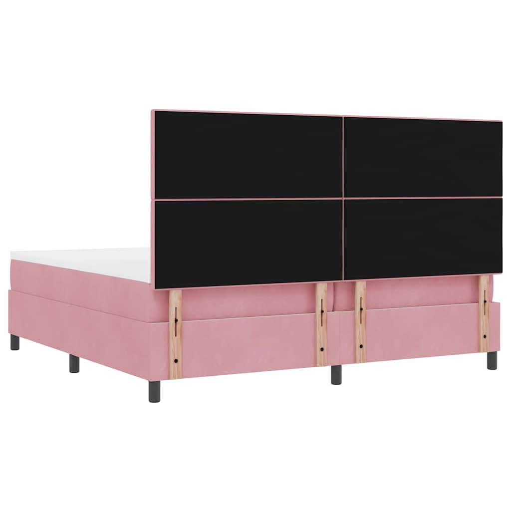 LED Box Spring Bed met matras Roze 200 x 200 cm Fluweel is nu te koop bij PeponiXL, paradijselijk wonen!