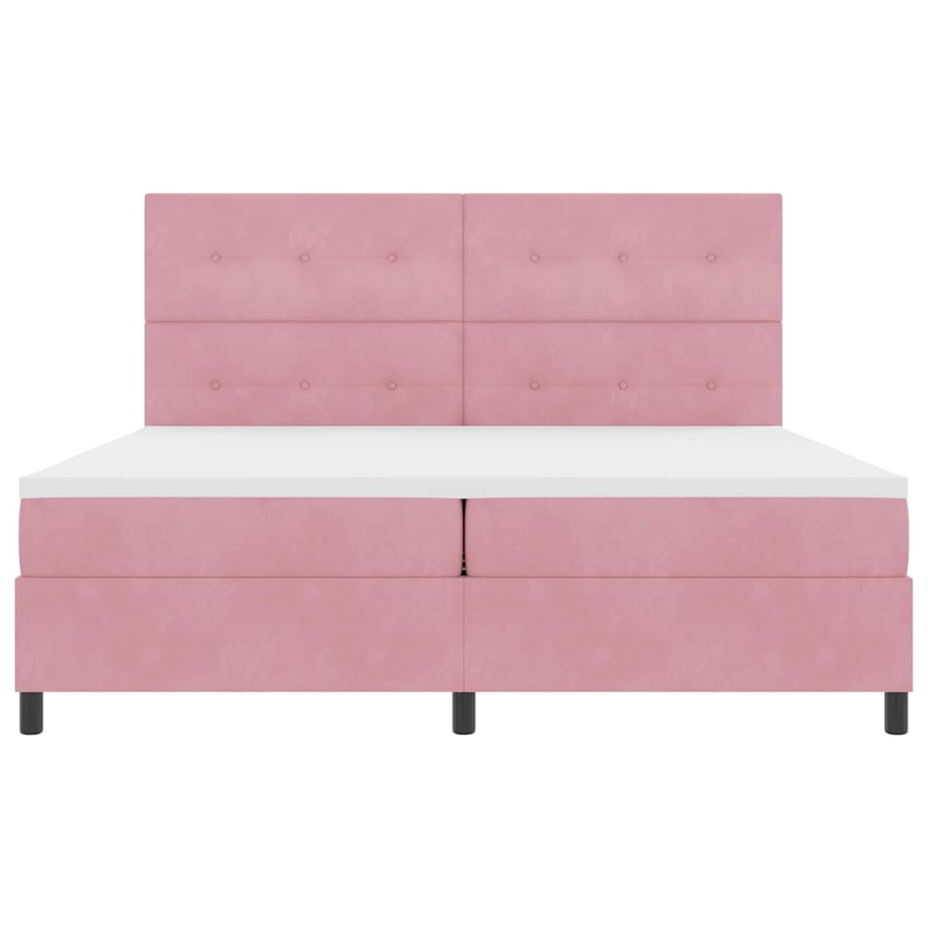 LED Box Spring Bed met matras Roze 200 x 200 cm Fluweel is nu te koop bij PeponiXL, paradijselijk wonen!