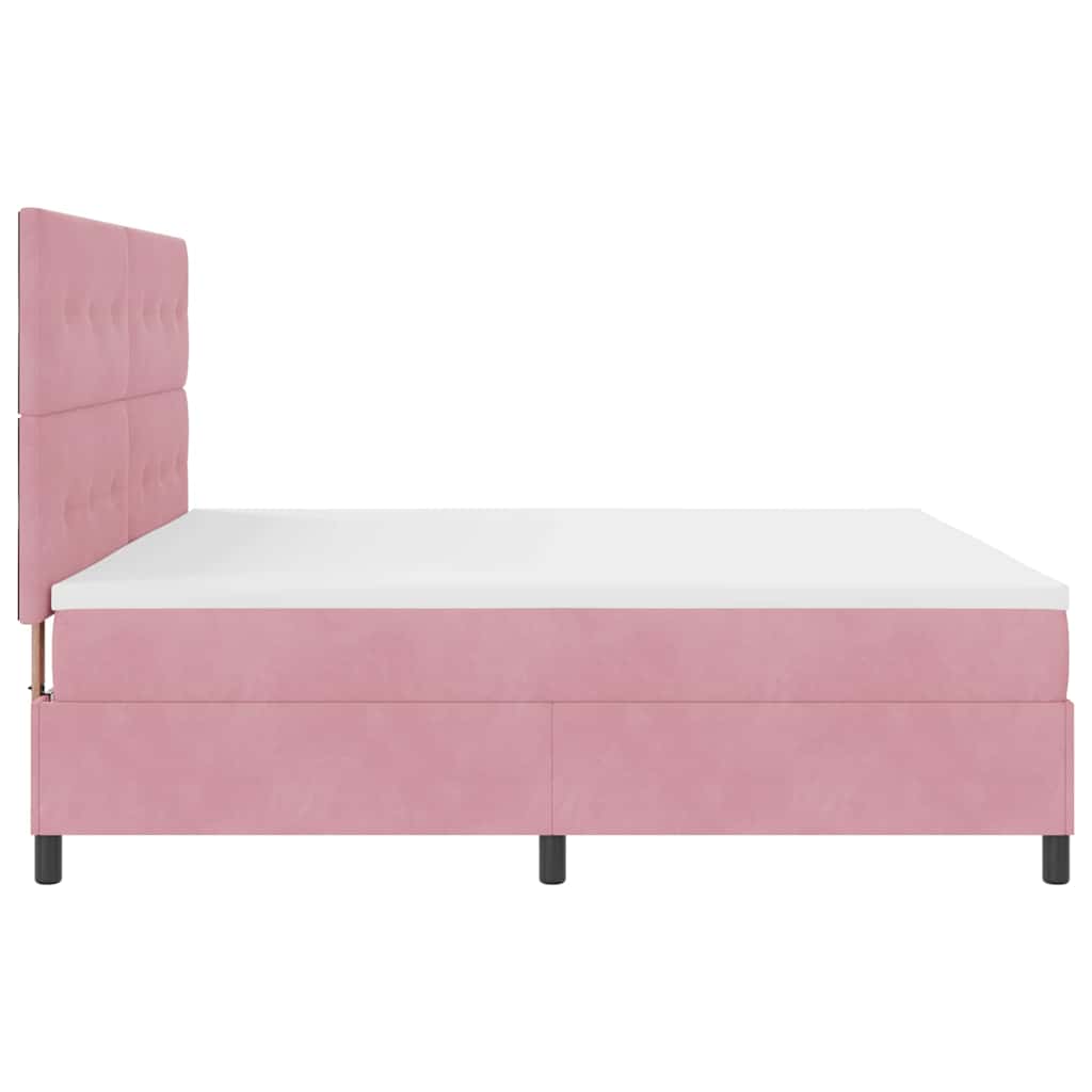 LED Box Spring Bed met matras Roze 200 x 200 cm Fluweel is nu te koop bij PeponiXL, paradijselijk wonen!