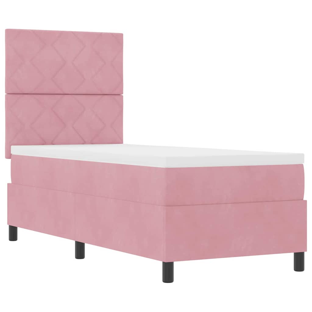 LED Box Spring Bed met matras Roze 80 x 200 cm Fluweel is nu te koop bij PeponiXL, paradijselijk wonen!