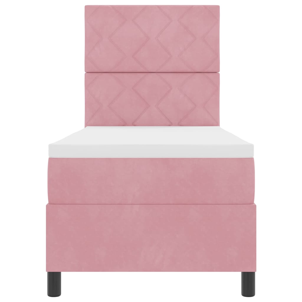 LED Box Spring Bed met matras Roze 80 x 200 cm Fluweel is nu te koop bij PeponiXL, paradijselijk wonen!
