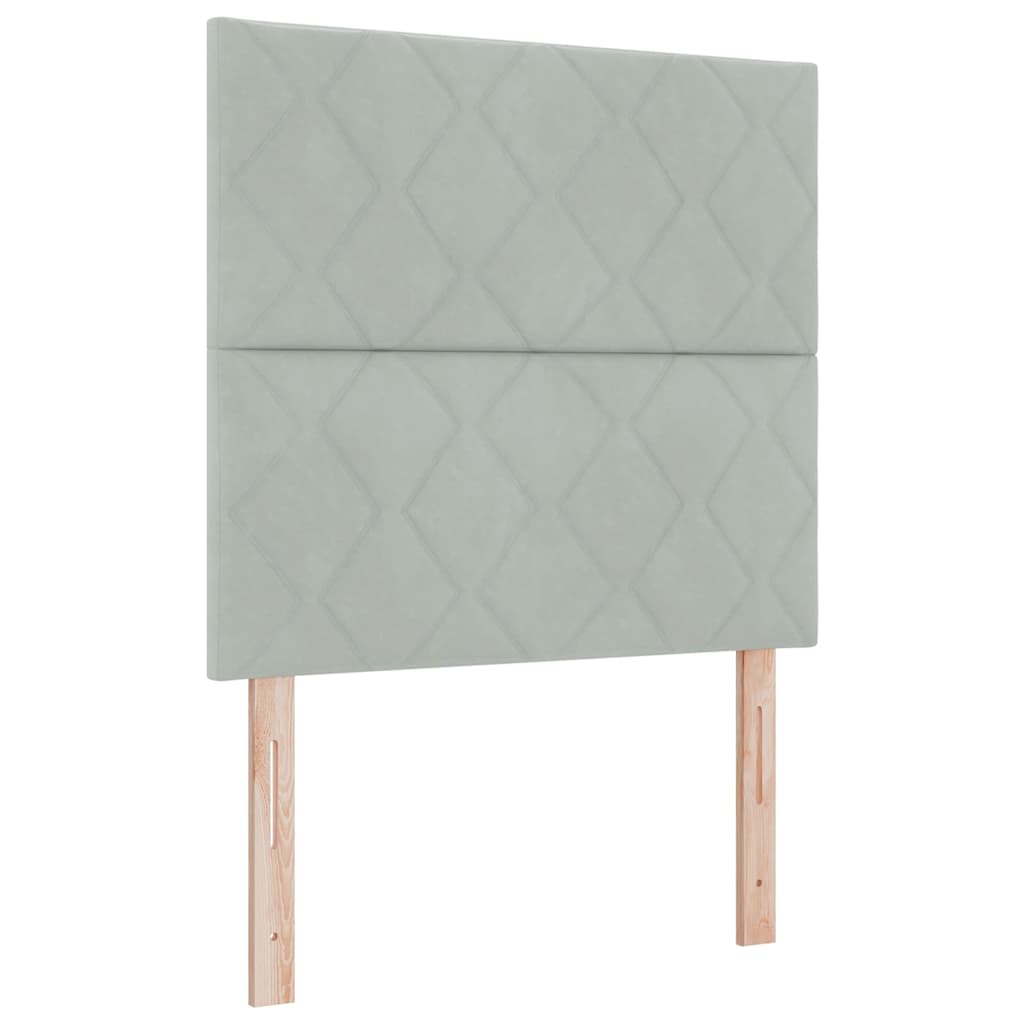 LED Box Spring Bed met matras Lichtgrijs 90 x 190 cm Fluweel is nu te koop bij PeponiXL, paradijselijk wonen!