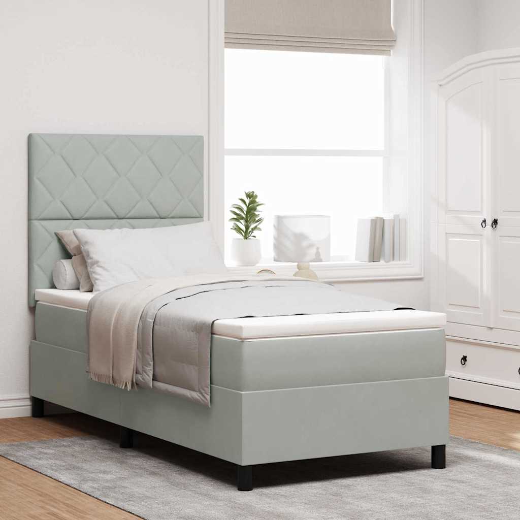 LED Box Spring Bed met matras Lichtgrijs 90 x 200 cm Fluweel is nu te koop bij PeponiXL, paradijselijk wonen!