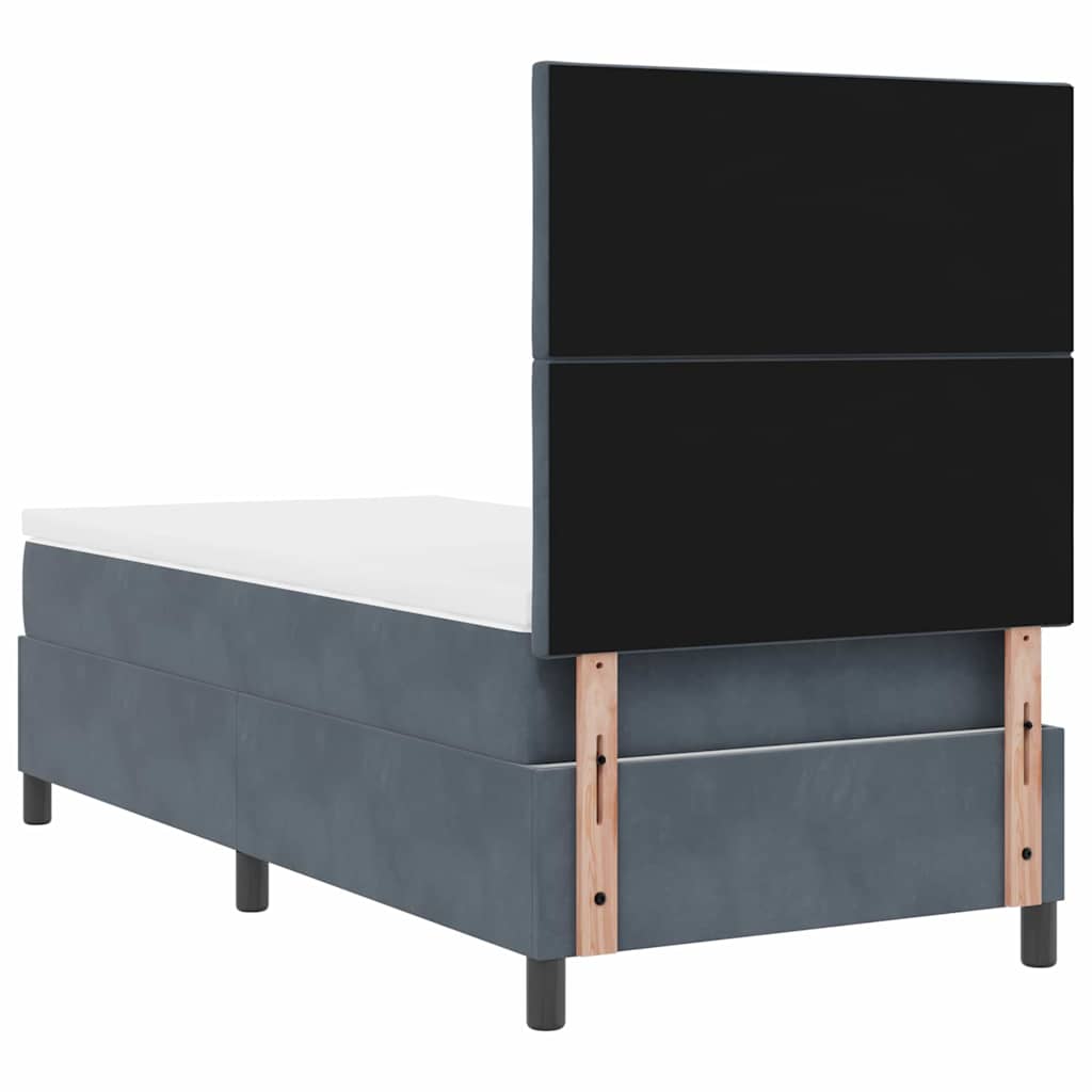 LED Box Spring Bed met matras Donkergrijs 90 x 200 cm Fluweel is nu te koop bij PeponiXL, paradijselijk wonen!