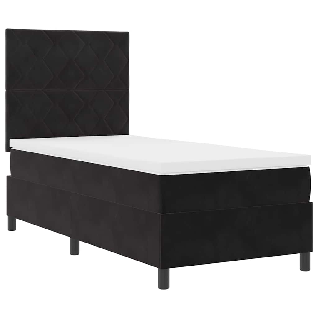 LED Box Spring Bed met matras Zwart 100 x 200 cm Fluweel is nu te koop bij PeponiXL, paradijselijk wonen!