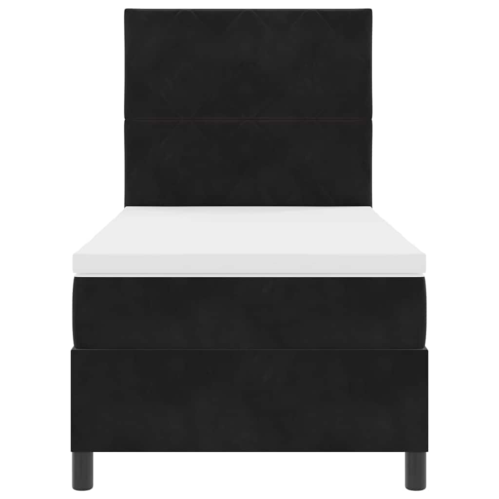 LED Box Spring Bed met matras Zwart 100 x 200 cm Fluweel is nu te koop bij PeponiXL, paradijselijk wonen!