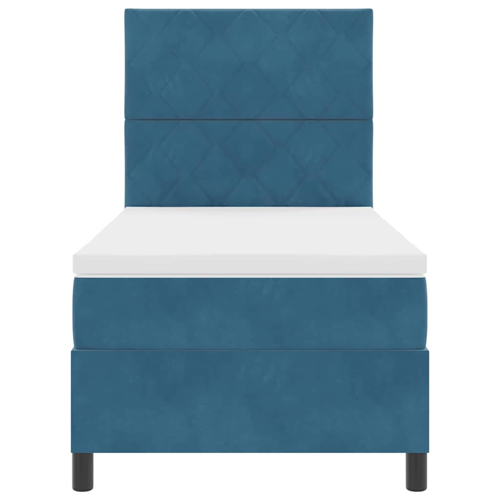 LED Box Spring Bed met matras Donkerblauw 100 x 200 cm Fluweel is nu te koop bij PeponiXL, paradijselijk wonen!