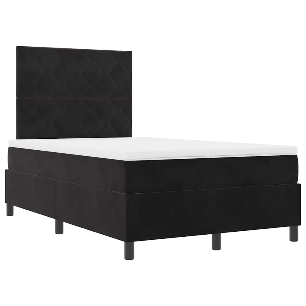 LED Box Spring Bed met matras Zwart 120 x 200 cm Fluweel is nu te koop bij PeponiXL, paradijselijk wonen!