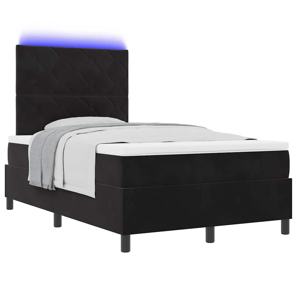LED Box Spring Bed met matras Zwart 120 x 200 cm Fluweel is nu te koop bij PeponiXL, paradijselijk wonen!